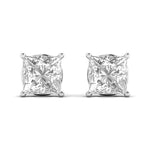 3 Carat Each Princess Shape Solitaire Earrings