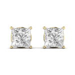 3 Carat Each Princess Shape Solitaire Earrings