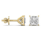 3 Carat Each Princess Solitaire Diamond Earring