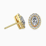 40 Pointers Oval Shape Centre Solitaire Diamond Studs Earring