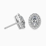 40 Pointers Oval Shape Centre Solitaire Diamond Studs Earring