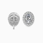40 Pointers Oval Shape Centre Solitaire Diamond Studs Earring