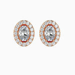 40 Pointers Oval Shape Centre Solitaire Diamond Studs Earring