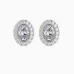 40 Pointers Oval Shape Centre Solitaire Diamond Studs Earring