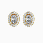 40 Pointers Oval Shape Centre Solitaire Diamond Studs Earring