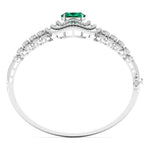 Halo Emerald Diamond Bangle