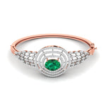 Halo Emerald Diamond Bangle