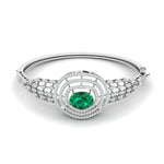 Halo Emerald Diamond Bangle