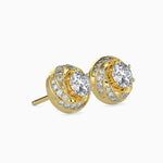 80 Pointers Round Diamond Centre Solitaire Halo Studs Earring