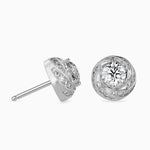 80 Pointers Round Diamond Centre Solitaire Halo Studs Earring
