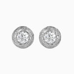 80 Pointers Round Diamond Centre Solitaire Halo Studs Earring