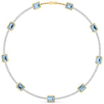 Aquablue Gem Stones & Diamond Tennis Necklace