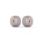 Centre 1 Carat Each Layered Diamond Earrings