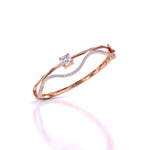 Elegant Wavy Gold Diamond Bangle