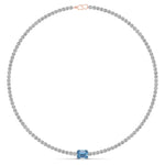 Colored Gem Stones & Diamond Tennis Necklace