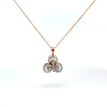 Crystal-Encrusted Clover Pendant Necklace in Rose Gold