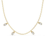 Delicate Chain Necklace with Five Diamond Drops