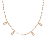 Delicate Chain Necklace with Five Diamond Drops
