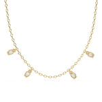 Delicate Chain Necklace with Five Diamond Drops