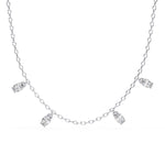 Delicate Chain Necklace with Five Diamond Drops