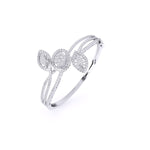 Elegant Swirl & Leaf Diamond Bangle