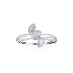 Elegant Swirl & Leaf Diamond Bangle