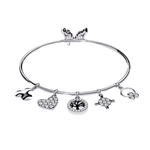 Diamond Charm Bracelet with Butterfly, Heart, Tree, and Cross Charms