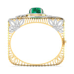 Emerald & Diamond Cluster Bangle