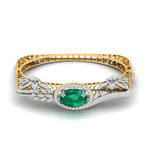 Emerald & Diamond Cluster Bangle
