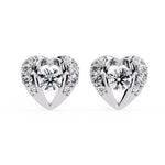 Diamond Heart Cluster Earrings