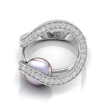Double Halo Pearl Diamond Ring