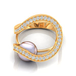 Double Halo Pearl Diamond Ring