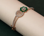 Enticing Green Enamel and Diamond Bracelet