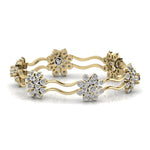 Floral Design Gold Diamond Bangle