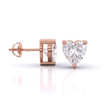 1.5 Carat Each Heart Solitaire Diamond Studs