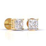 0.5 Carat Each Princess Diamond Studs