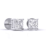 0.5 Carat Each Princess Diamond Studs
