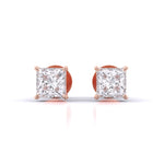0.5 Carat Each Princess Diamond Studs
