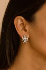 Floral Design Gold Stud Earrings