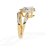 5.5 Pear Diamond Ring with Double Pave Band