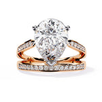 5.5 Pear Diamond Ring with Double Pave Band