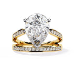 5.5 Pear Diamond Ring with Double Pave Band