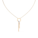 Necklace with Diamond Circle and Bar Accents