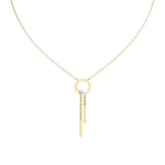 Necklace with Diamond Circle and Bar Accents