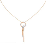 Necklace with Diamond Circle and Bar Accents