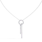 Necklace with Diamond Circle and Bar Accents