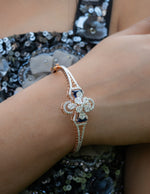 Octagon Blue Gemstone Diamond Bangle