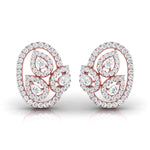 Pear & Round Diamond Leaf Stud Earrings