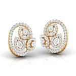 Pear & Round Diamond Leaf Stud Earrings