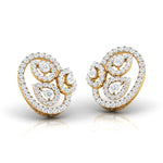 Pear & Round Diamond Leaf Stud Earrings